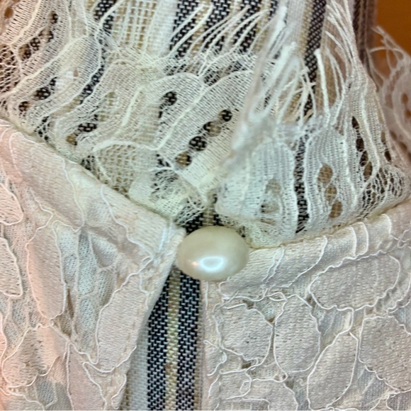 NEW Boho Lace Top Small - Ivory / Cream Sleeveless Shirt w/ Lace Layer Classy - Picture 10 of 16